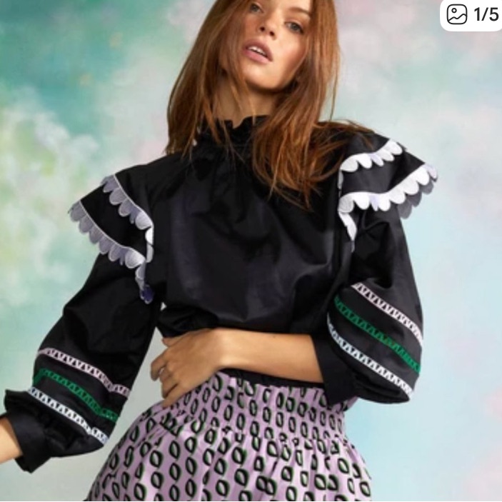 Cynthia Rowley Elia Scallop Embroidered Top